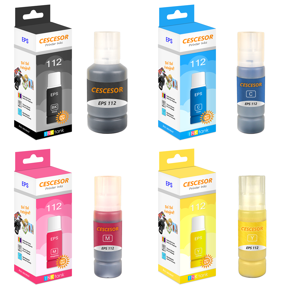 Epson 112 4 Renk Mürekkep Muadil (1x140ml 3x70 ml)